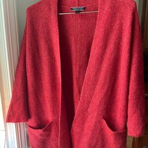 Peruvian Connection Red Cardigan with Pockets Royal alpaca one size fits most